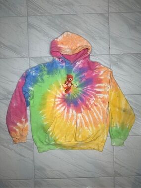 Travis Scott Multicolor Tie-Dye Hoodie with Teddy Patch